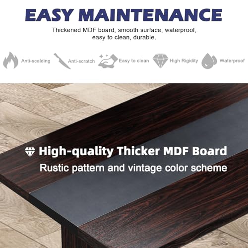 STHOUYN 71" Farmhouse Dining Kichen Table for 6 8, Rectangle Large Wood Dining Room Table, Rustic Long Dinner Table, Conference Table (Brown)