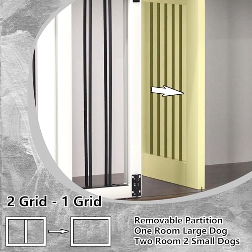 Dog Crate Furniture with Divider, Dog Crate for Small to Large Dogs, Dog Kennel Furniture with Double Doors, 47.2" W x 23.6" D x 35" H, White