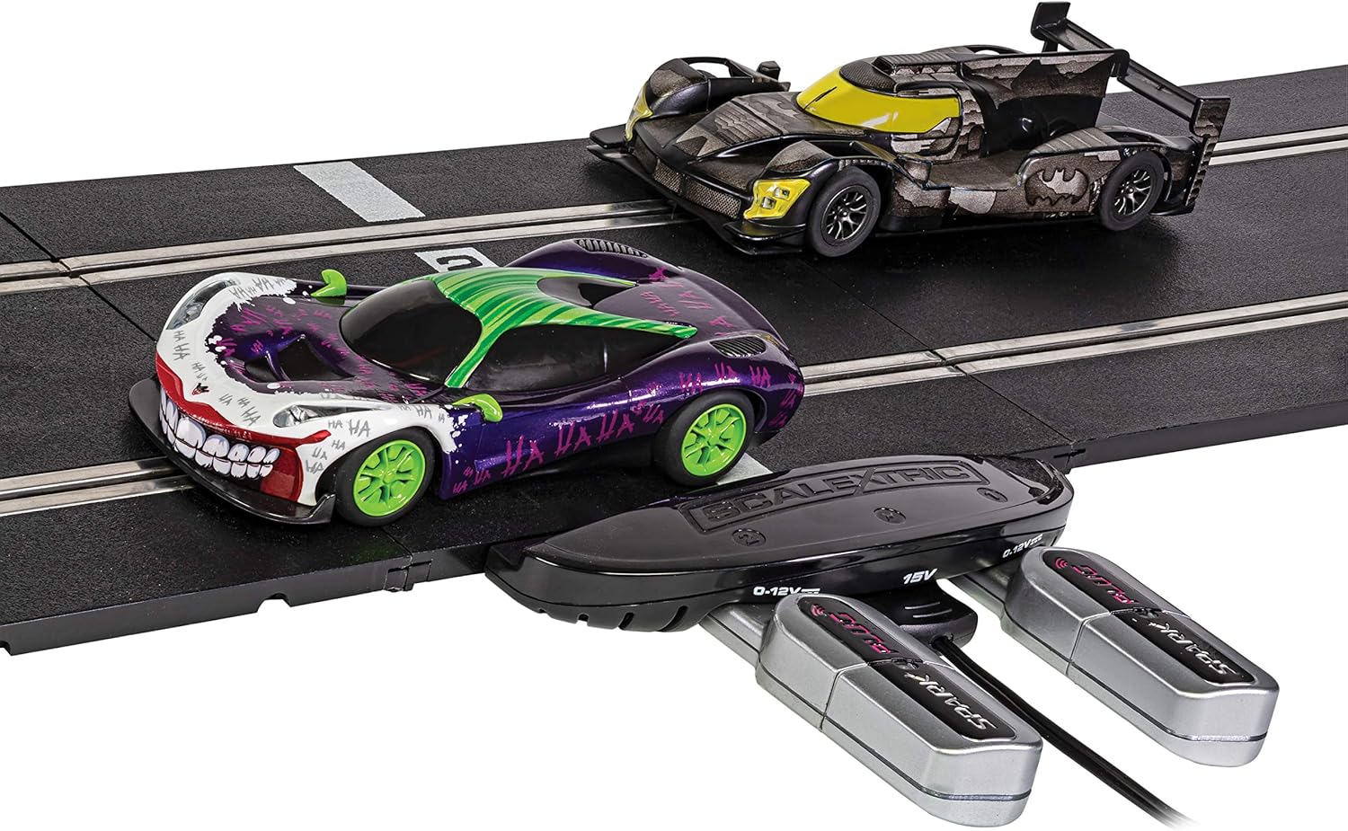 Scalextric Batman vs Joker 1:32 Spark Plug Slot Car Race Track Set C1415T , Black