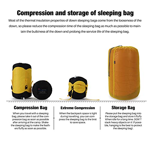 Mountaintop Ultralight Mummy Down Sleeping Bag 650 Fill Power Duck Down Suits for 32 Degree F for Camping Hiking Backpacking