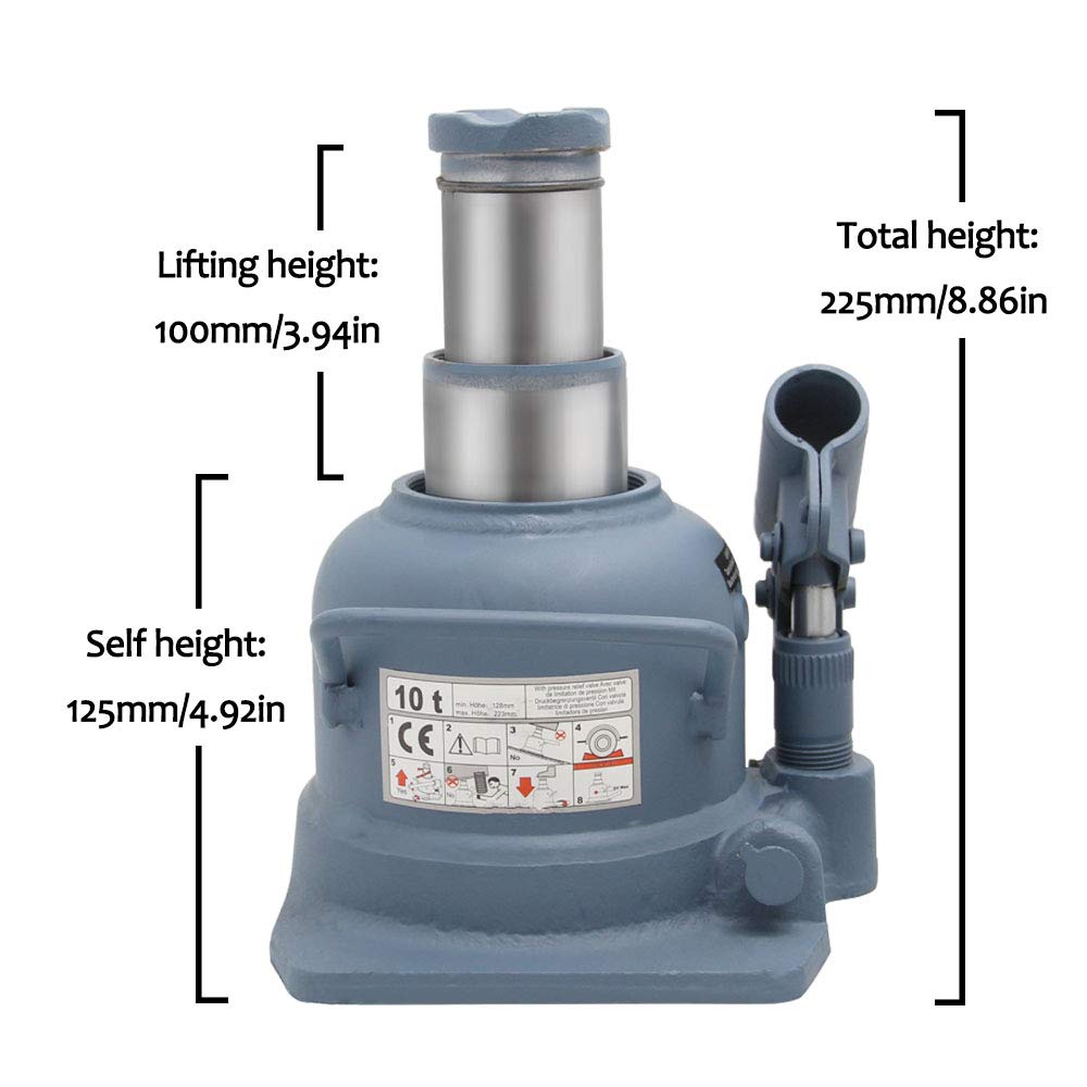 BAOSHISHAN 12 Ton High Lift Bottle Jack 9.25" to 23.23" Lifting Range Heavy Duty Double Ram Hydraulic Truck Jack