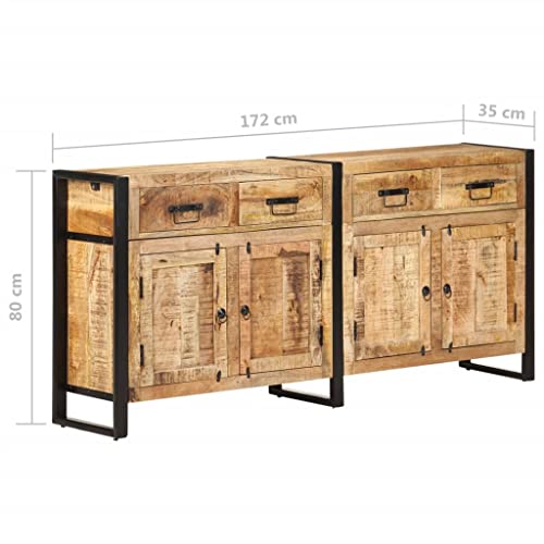 Sideboard 67.7"x13.8"x31.5" Solid Mango Wood,Mango Wood Sideboard with Drawers and Compartments Solid Wood Storage Cabinet Home & Kitchen Storage Furniture