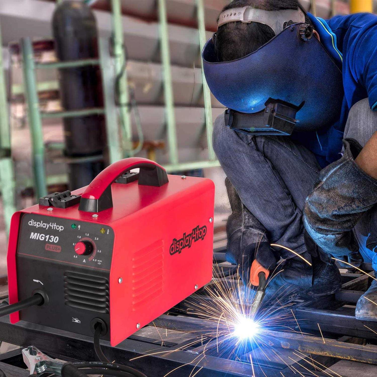 display4top Mig Welder 130A Portable Welding Machine Flux Core Wire Welder