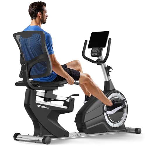 MERACH Recumbent Exercise Bikes for home, Light Commercial High-end Recumbent Bike for Seniors Adults, Magnetic Recumbent Exercise Bike with Smart Bluetooth and Exclusive App, LCD, Heart Rate Handle