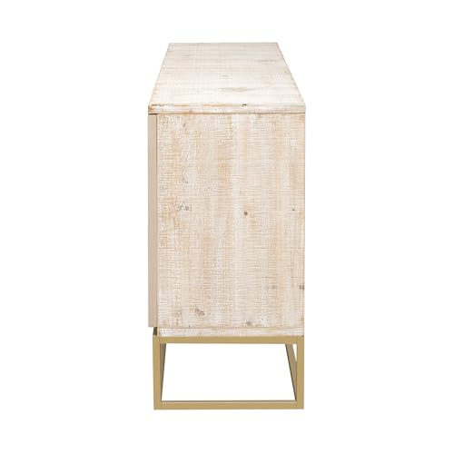 Modern Sideboard Buffet Cabinet with Shelves & 4 Doors, Large Storage Cabinet Coffee Bar Wine Bar Cabinet Wood Buffet Console Table for Entryway, Living Room, Study, Kitchen, Dining Room,Beige