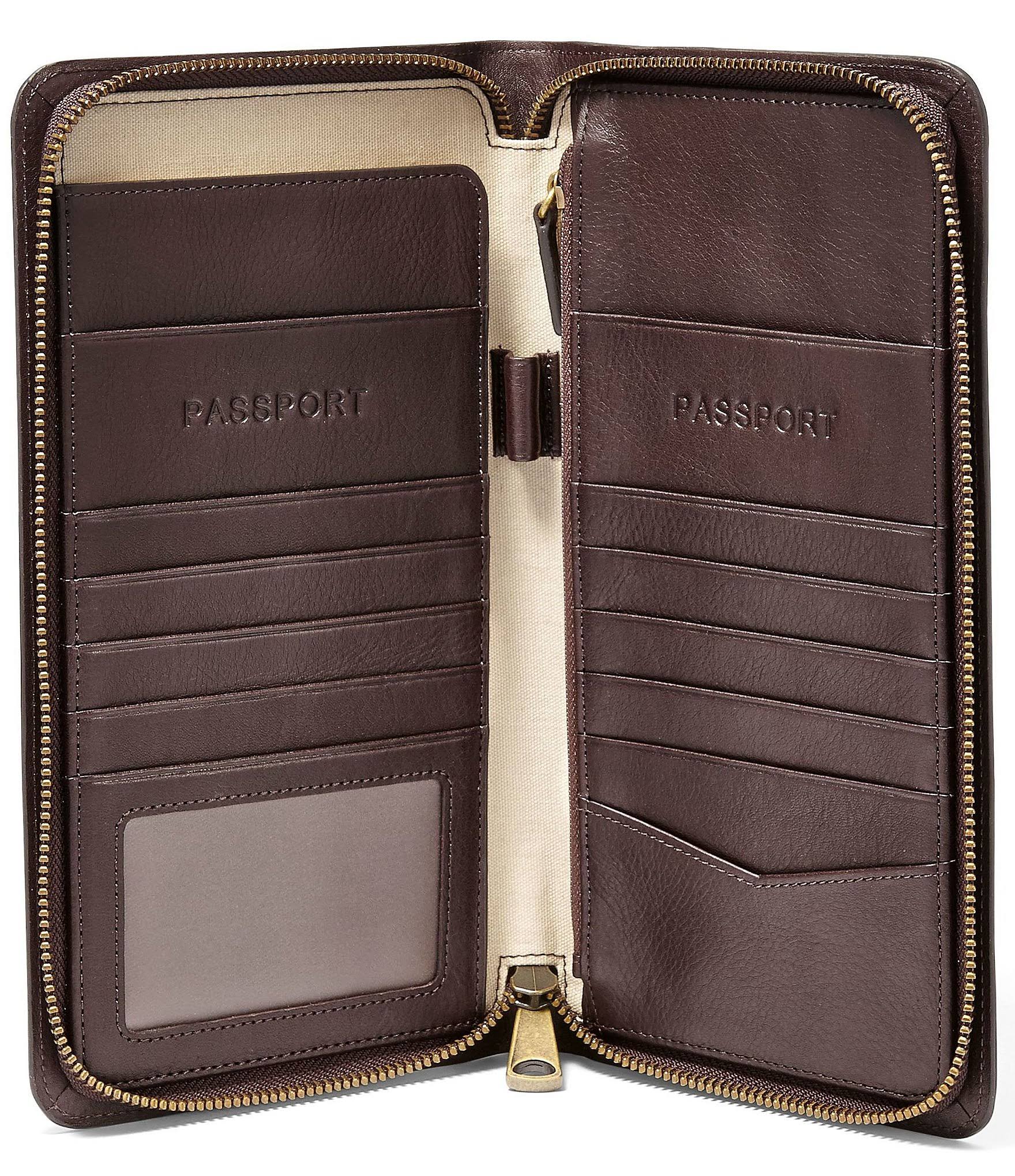 Fossil Multi-Zip Leather Passport Case - Black