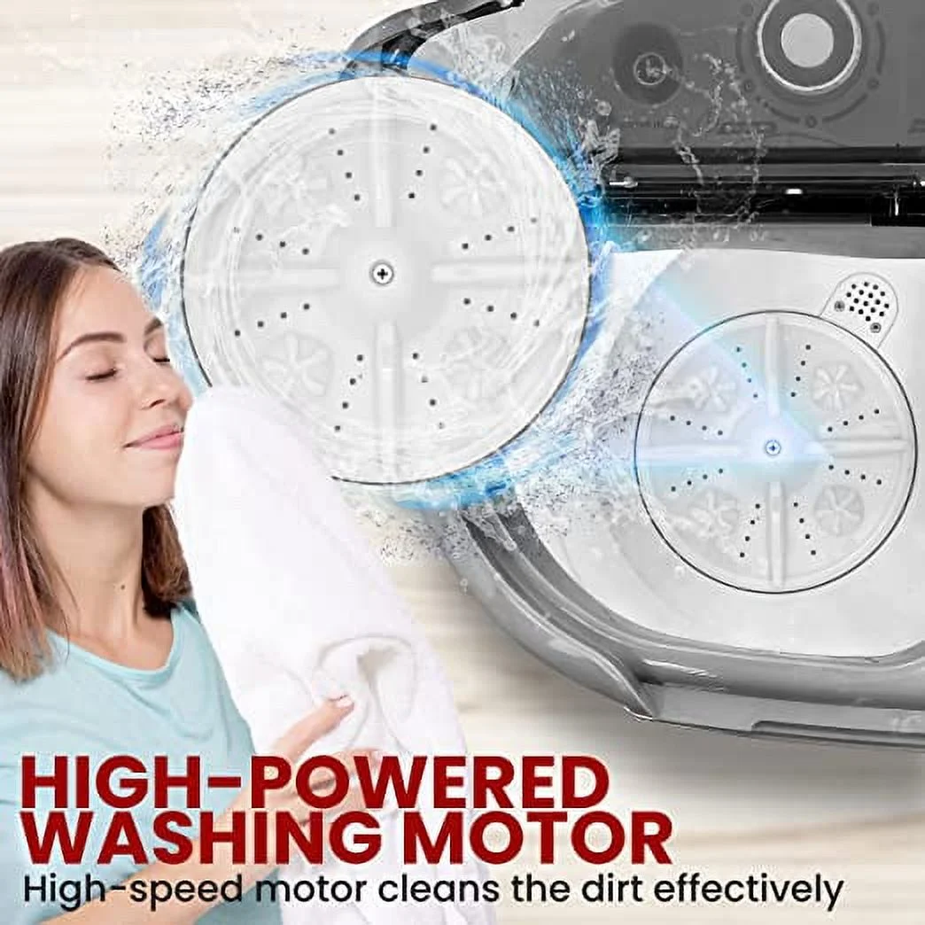 Pure Clean Compact Home Washer & Dryer, 2 in-1 Portable Mini Washing Machine.