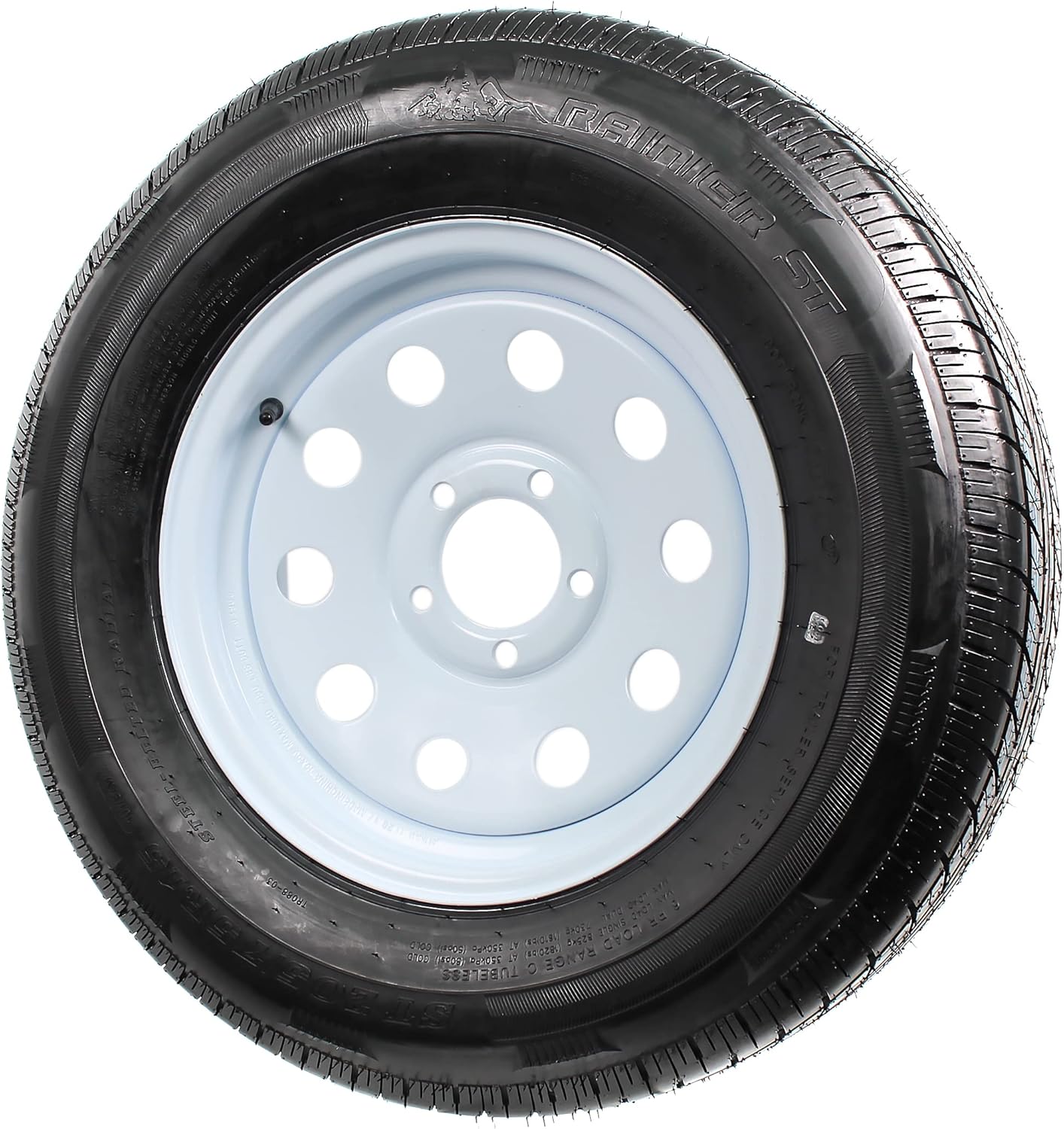 eCustomRim Radial Trailer Tire On Rim ST205/75R15 205/75-15 15 5 Lug Wheel White Modular - 6 Year Warranty w/Free Roadside
