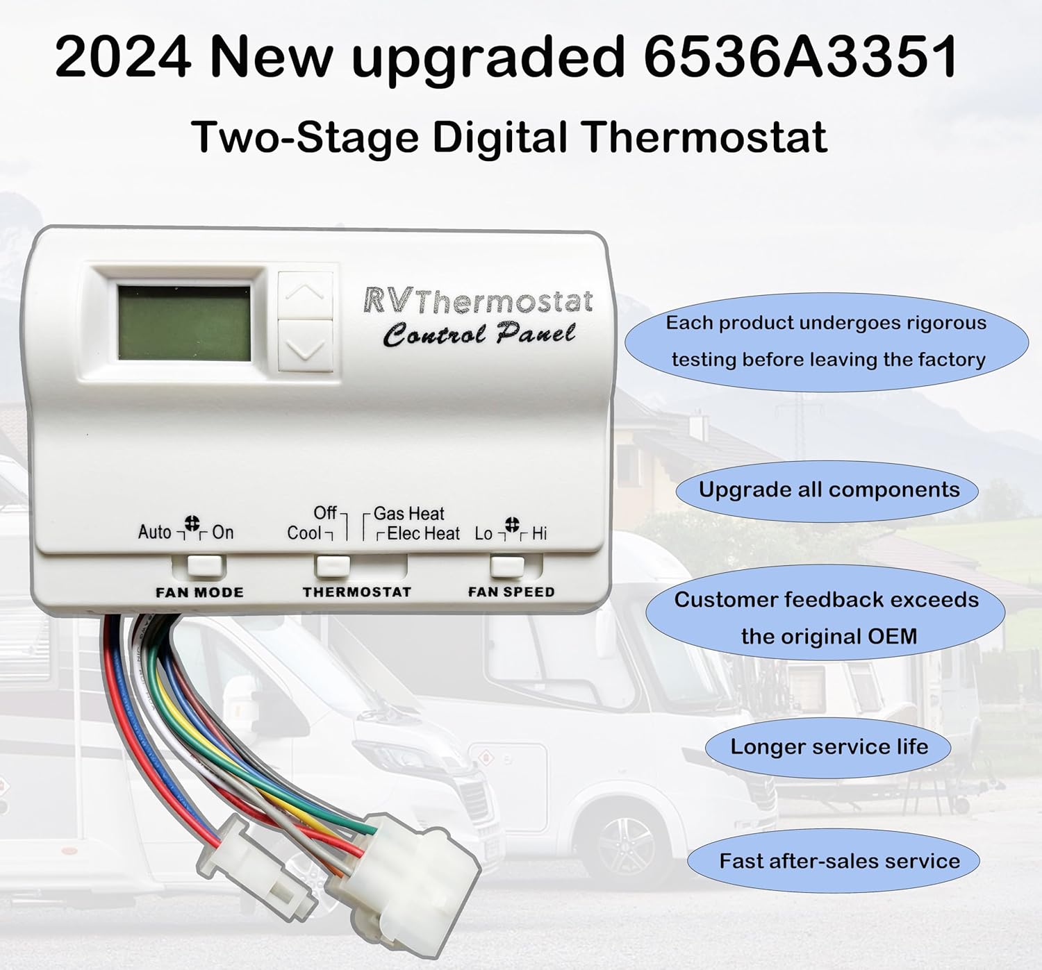 2024 New Upgraded 6536A3351 Compatible with Coleman-Mach,Two-Stage Digital Thermostat for Heat Pump & Gas Furnace,Wall-Mounted, White