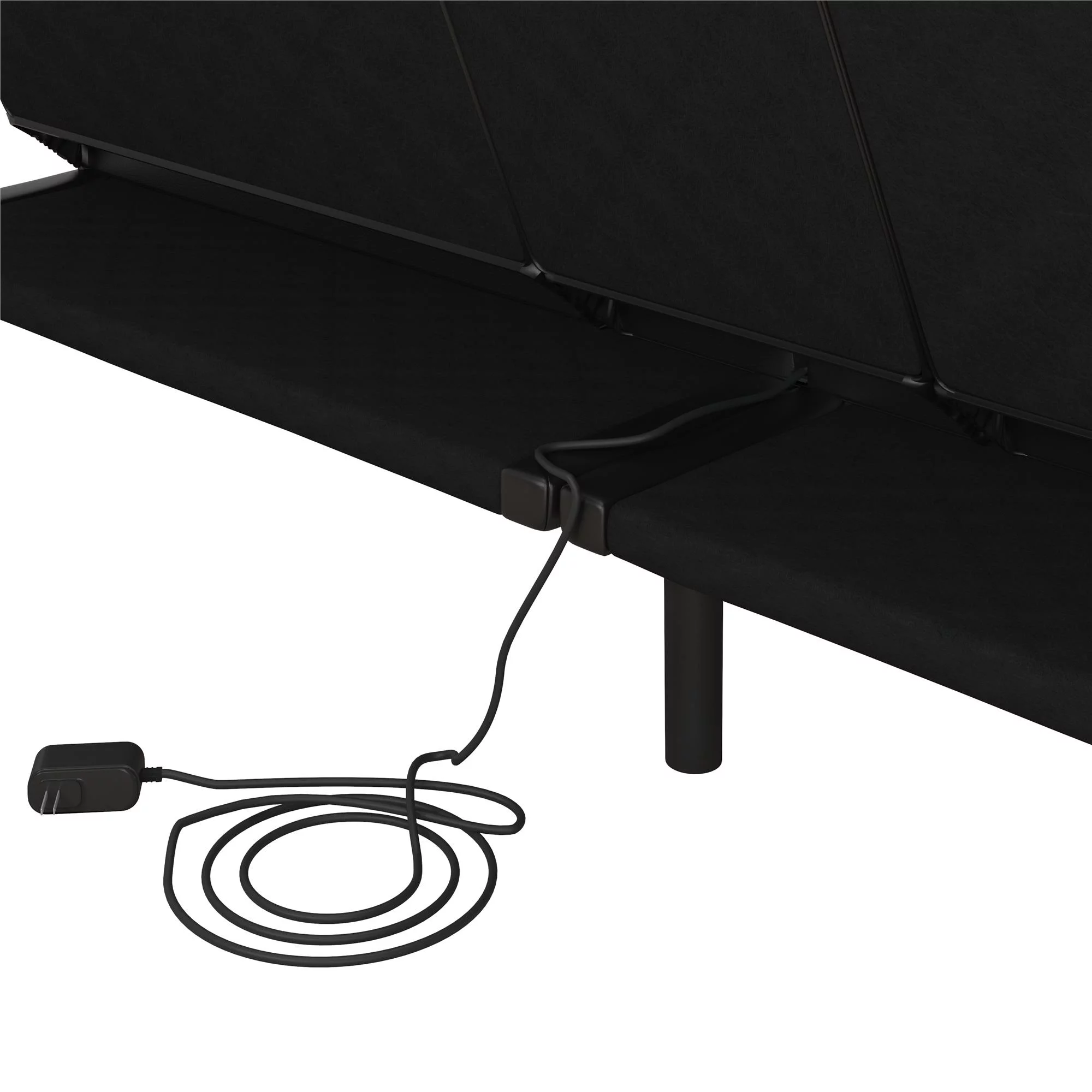 Mainstays Memory Foam Futon with Cupholder and USB, Black Faux Leather