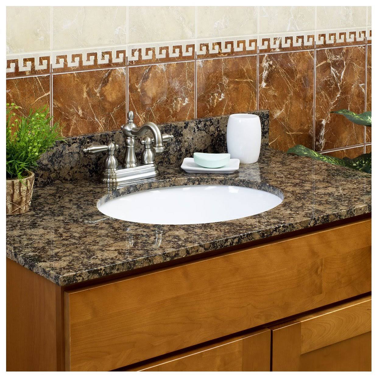 LessCare Baltic Brown Granite Vanity Top 25 in x 22 in with Backsplash 8 in Spread LGB25228