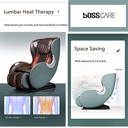 Small Massage Chairs SL Track Full Body Massage Recliner, Shiatsu Recliner, Space-Saving Design, Zero Gravity, Bluetooth Speaker (Light Grey GR8526 LED)