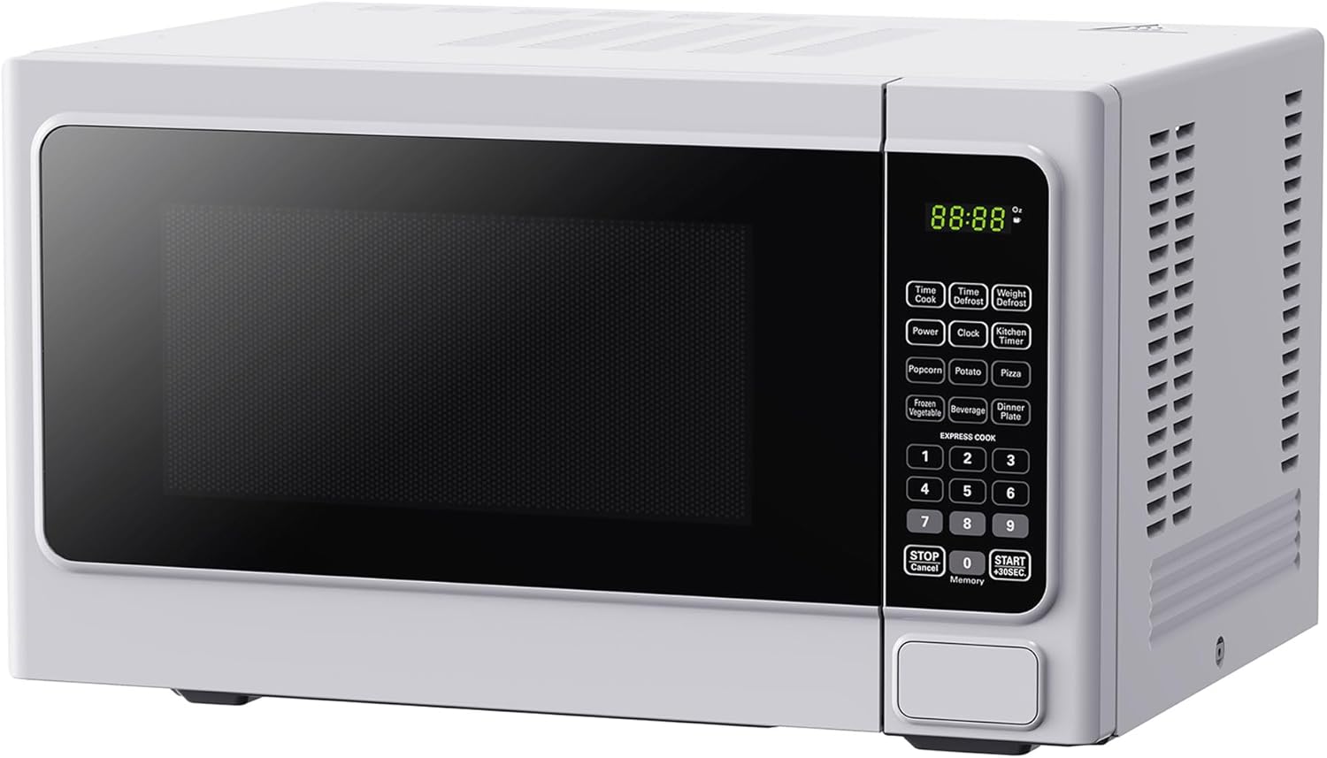 Black+Decker Compact 1000 Watt LED Display Countertop Small Microwave Oven with Turntable, Digital Controls, 6 Cooking Modes, White