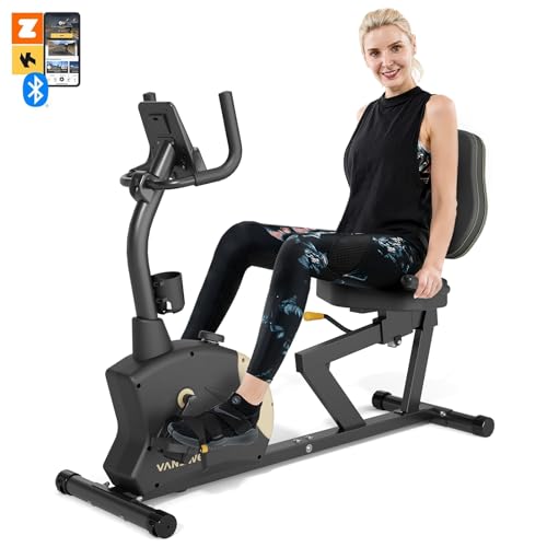 VANSWE Recumbent Exercise Bike for Adults Seniors - Recumbent Bikes for Home with Magnetic Resistance, Bluetooth and App Connectivity, Pulse Sensor