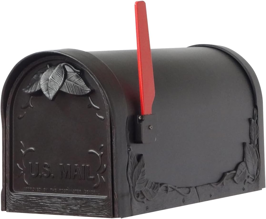 Special Lite Products Floral Curbside Mailbox with Locking Insert and Richland Mailbox Post