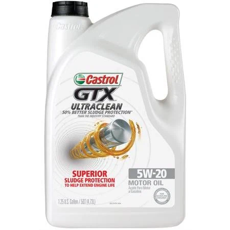 (3 Pack) Castrol GTX Ultraclean 5W-20 Motor Oil, 5 Qt.