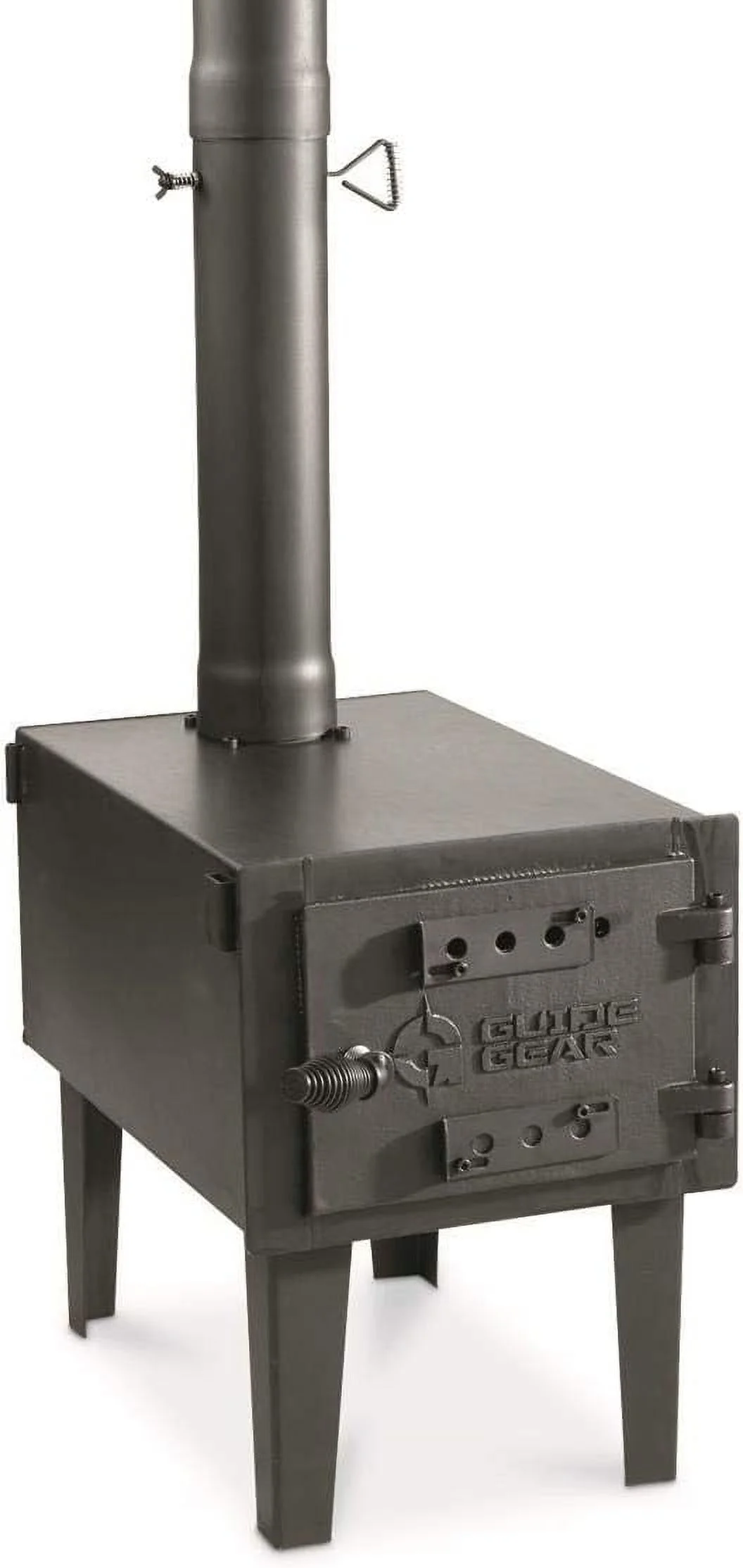 Guide Gear Outdoor Wood Burning Stove, Portable with Chimney Pipe for Cooking, Camping, Tent, Hiking, Fishing, Backpacking