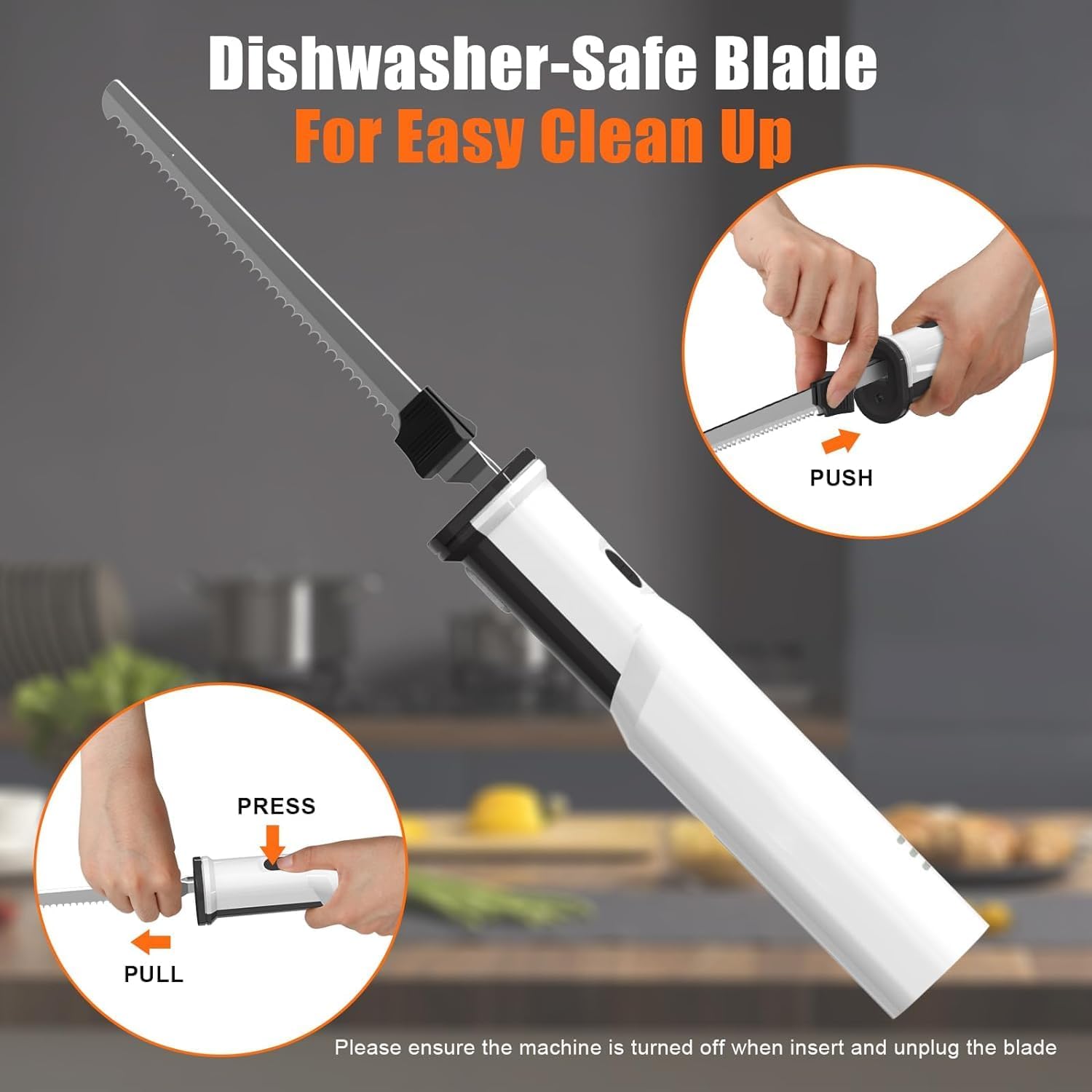 Cordless Electric Meat Carving Knife with 2 Serrated 8” Stainless Steel Blades - Effortlessly Slice and Carve Meats, Poultry, and Bread with Precision - Safety Lock Trigger Release - Ideal for