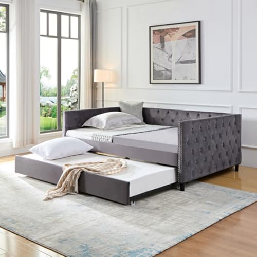 Convertible Sofa Bed 2-in-1 Pull Out Sofa Bed Velvet Sleeper Sofa Bed 1-Seater Comfy Convertible Sofa Sleeper for Living Room and Small Spaces,Beige,One Size