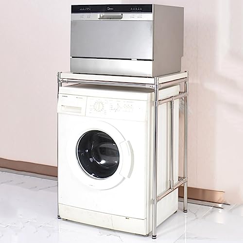 Adjustable Height Dryer Stand - Sturdy Stainless Steel Over Washing Machine Storage Rack Unit, Portable Stacking Kit for Washing Machine and Tumble Dryer - Max Load 300KG