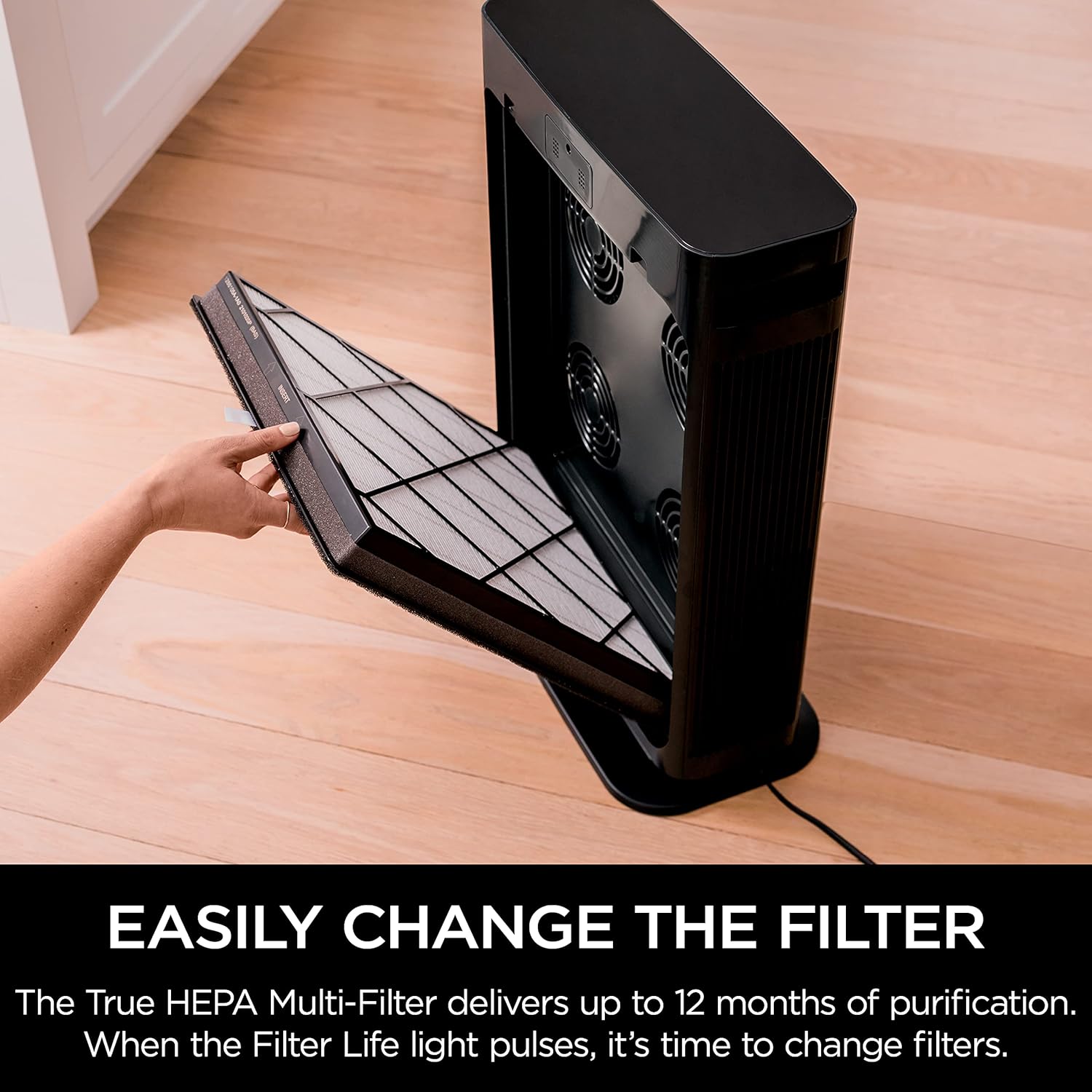 Shark HE402AMZ Air Purifier 4 True HEPA with Microban Protection Cleans up to 1000 Sq. Ft., Captures 99.98% of particles, allergens, smoke, odors to 0.1–0.2 microns, Advanced Odor Lock, 4 Fan, Grey