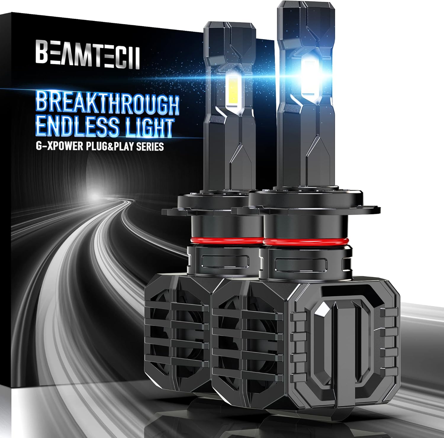 BEAMTECH H7 LED Bulbs,13000LM 90W 6500K Xenon White High Power Plug And Play Halogen Replacement Pack of 2