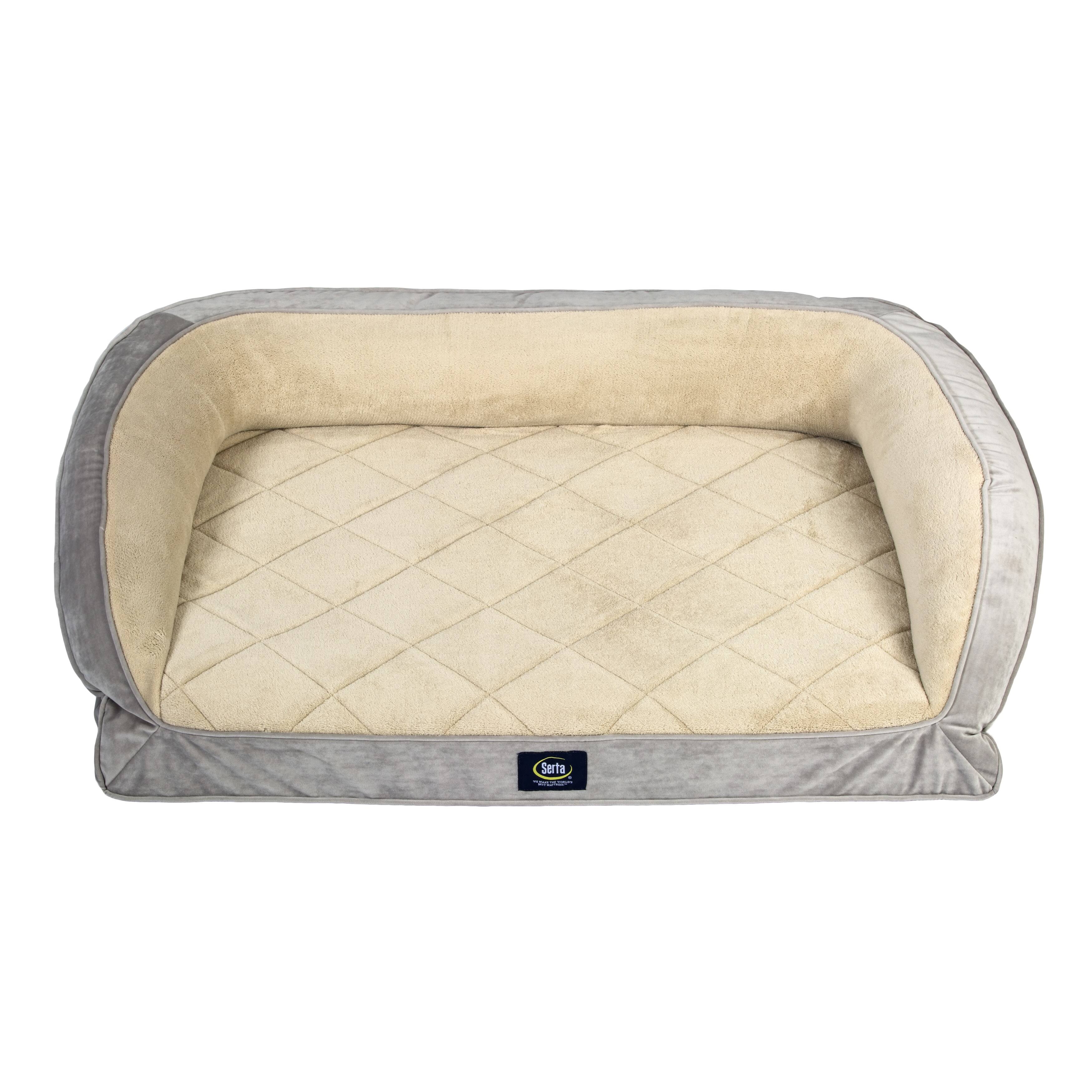 Serta Ortho Quilted Couch Pet Bed, Large, Blue