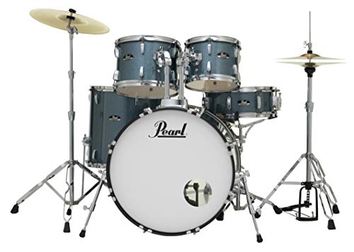 Pearl Roadshow Drum Set 4-Piece Complete Kit with Cymbals and Stands, Charcoal Metallic (RS584C/C706)