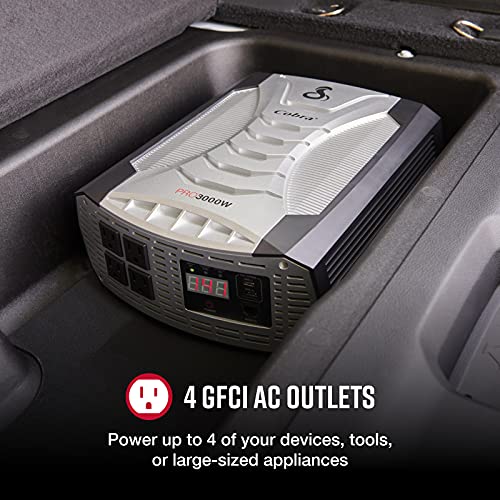 Cobra PRO 2500W Professional Grade Power Inverter, Portable – 2500-Watt Car Charger, 4 Grounded AC Outlets, 2 Fast Charge USB Ports and Remote Controller (CPIALCDG1) Compatible