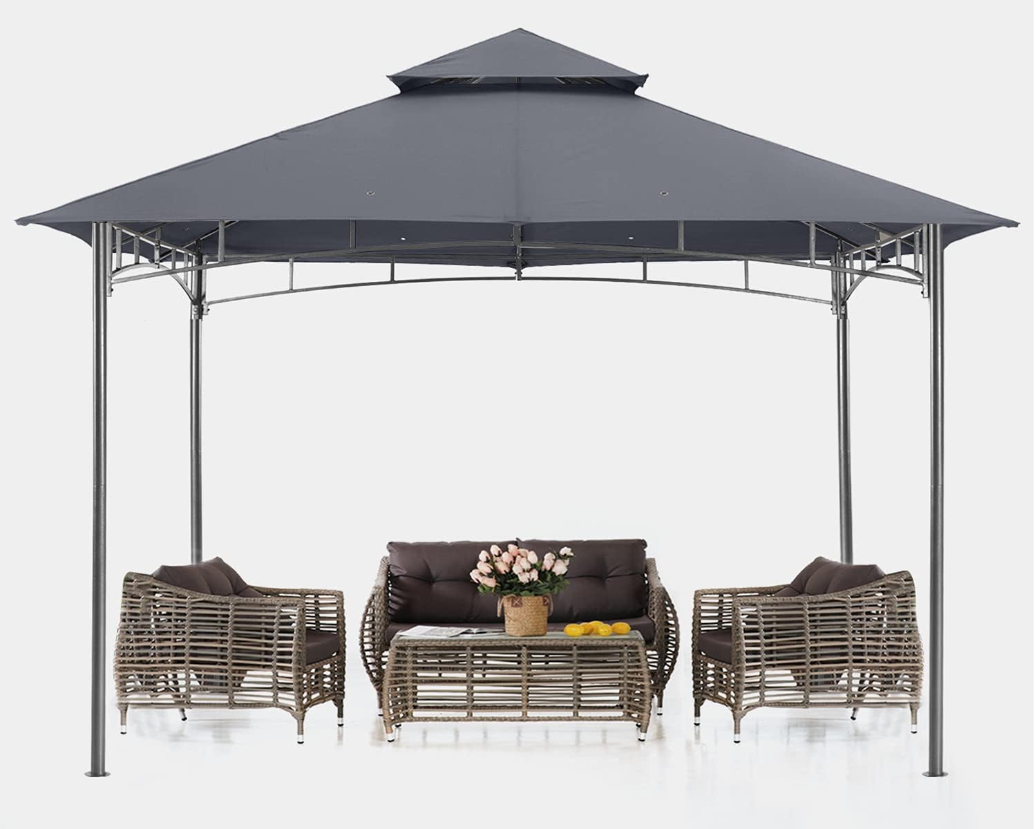 ABCCANOPY 8X 8 Gazebo , Outdoor Gazebo Canopy for Patio Garden Deck, Khaki