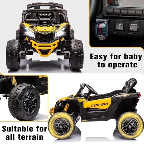 SOAR 24V Ride On Toys - UTV for Kids, 2 Seats Remote Control, 4 Wheeler Quad Off-Road, 7AH Battery Powered 2WD/4WD, Licensed Can-Am, Parental Mode, Orange