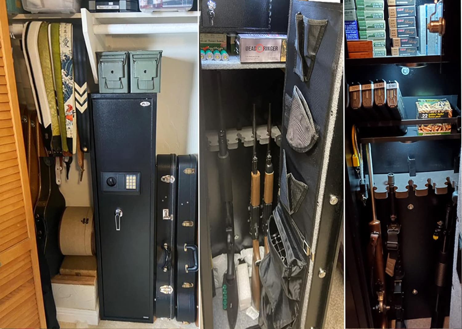 Large Rifle Safe, Long Gun Safe for Rifle Shotgun for Home, Quick Access 5-6 Gun Storage Cabinet with a Handgun Lock Box and a Removable Shelf, Silent Mode (Keyboard PIN Code)