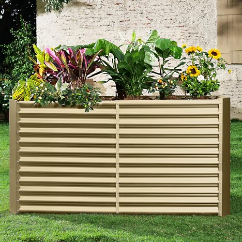 Land Guard 8x4x3ft Rectangular Galvanized Raised Garden Beds, 36" Tall Large-Capacity Metal Planter Box Outdoor, Durable Deep Raised Garden Bed, Raised Beds for Gardening Vegetables, Classic Silver