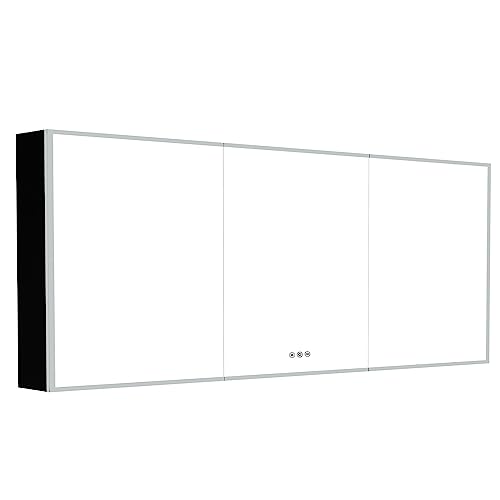 Medicine Cabinets for Bathroom with Mirror, 48”W x 30”H Wall Mounted LED Medicine Cabinet Mirror with Defogger, Dimmer, Outlets & USB, Double Doors