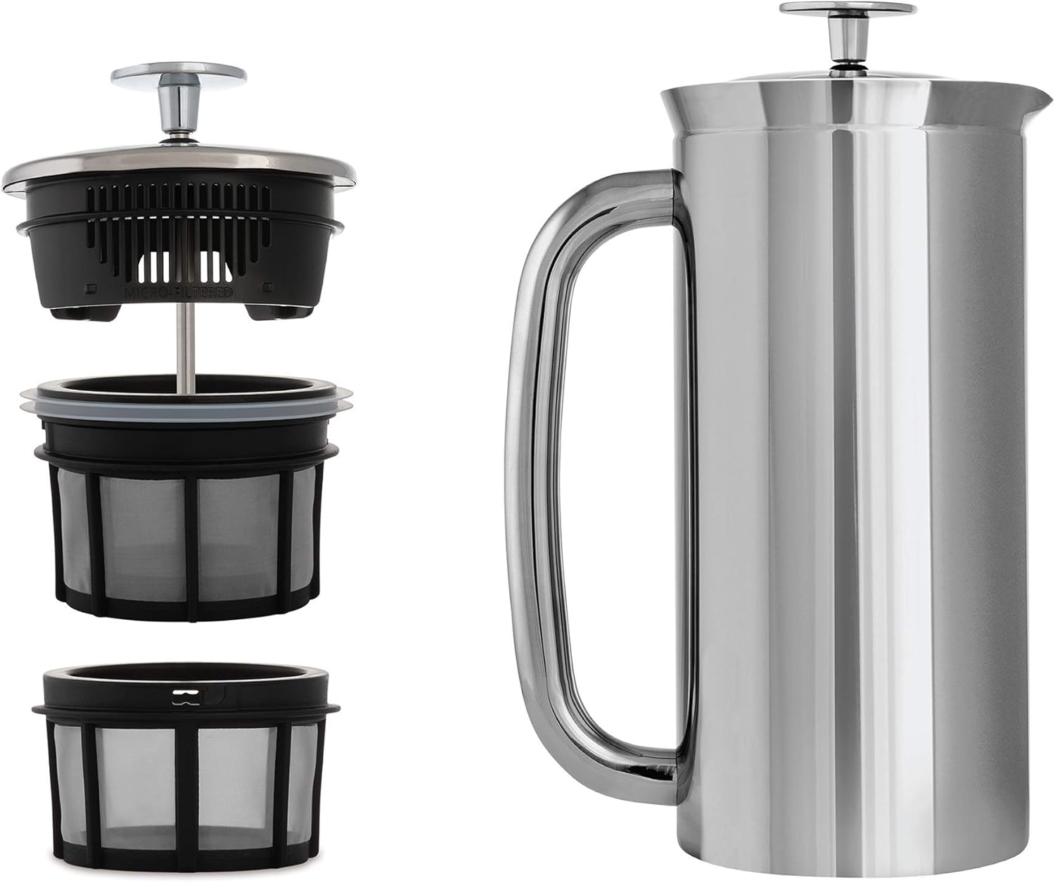 ESPRO P7 French Press - Double Walled Stainless Steel Insulated Coffee and Tea Maker (Brushed Stainless Steel, 18 Ounce)