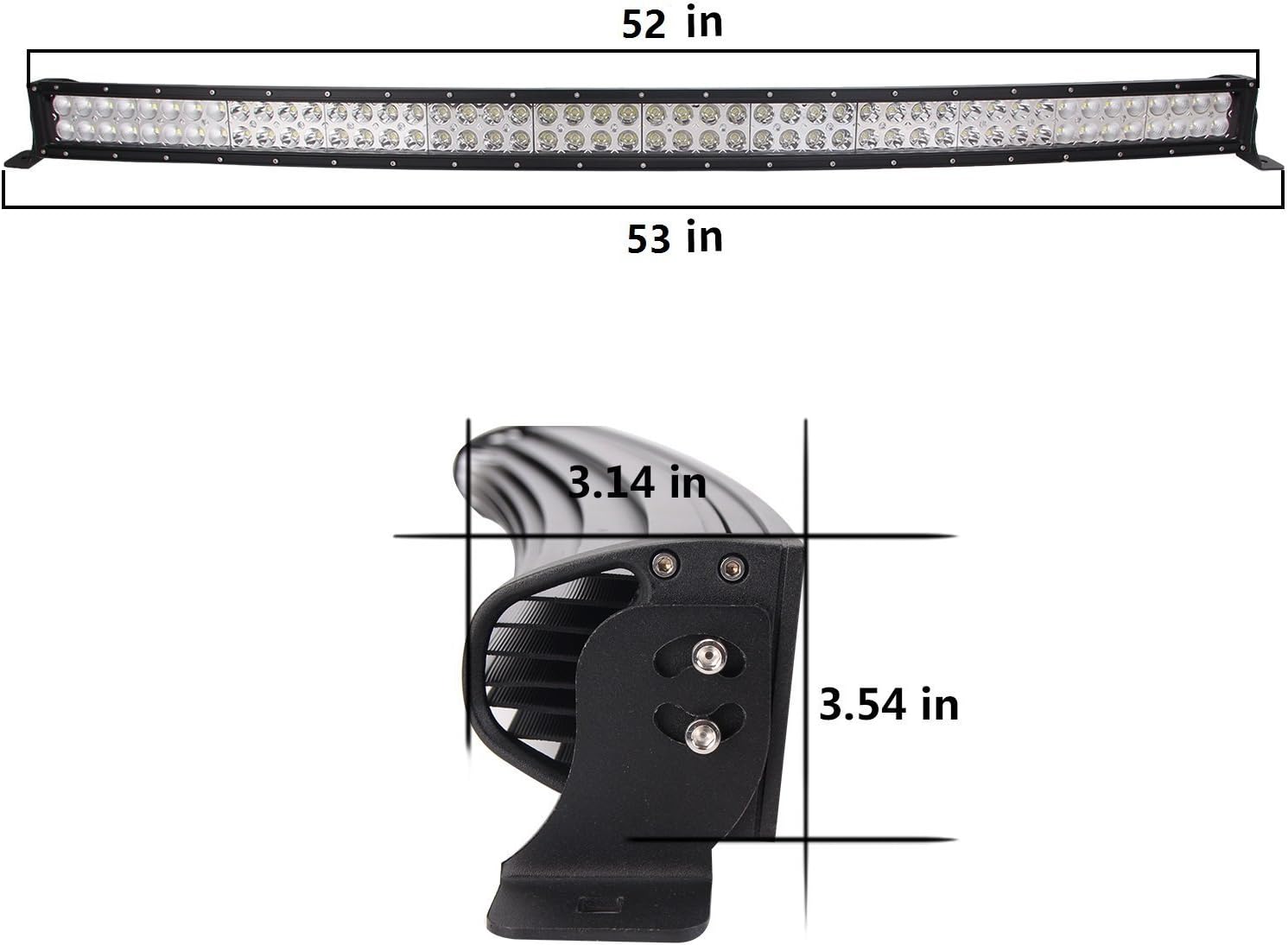 Lumitek 288w 50inch Curved Led Light Bar Spot Flood Combo Beam Light Bar Off-road Led Bar for ATV JEEP Off Road SUV 4wd IP67 12V Car Led Bar Light…