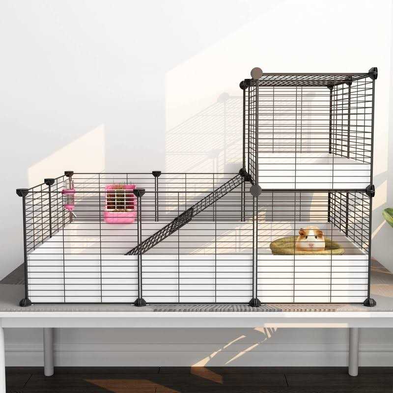 Eiiel Guinea Pig Cage,Indoor Habitat Cage with Waterproof Plastic Bottom,Playpen for Small Pet Bunny - Pet Supplies online store
