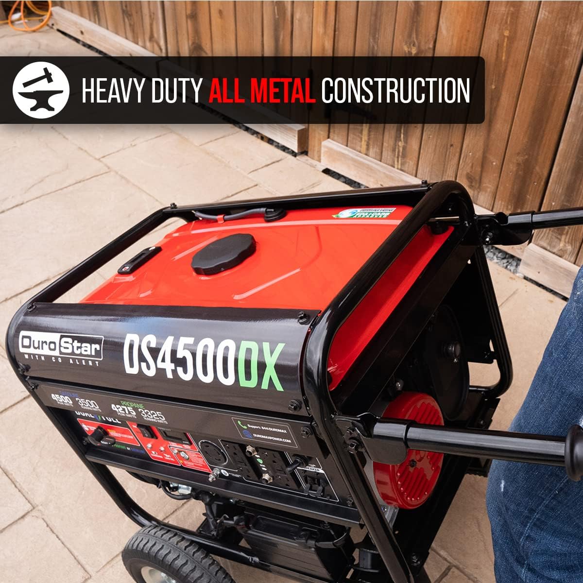 DS4850EH Dual Fuel Portable Generator-4850 Watt Gas or Propane Powered Electric Start-Camping & RV Ready, 50 State Approved, Red/Black