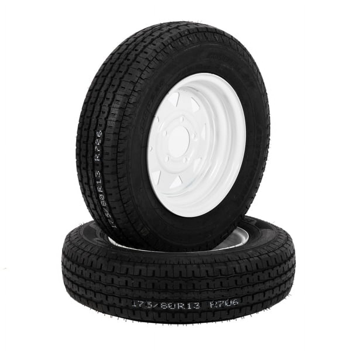 2-Pk Trailer Tire & Rim ST175/80R13 13" Load C 5 Lug White Spoke