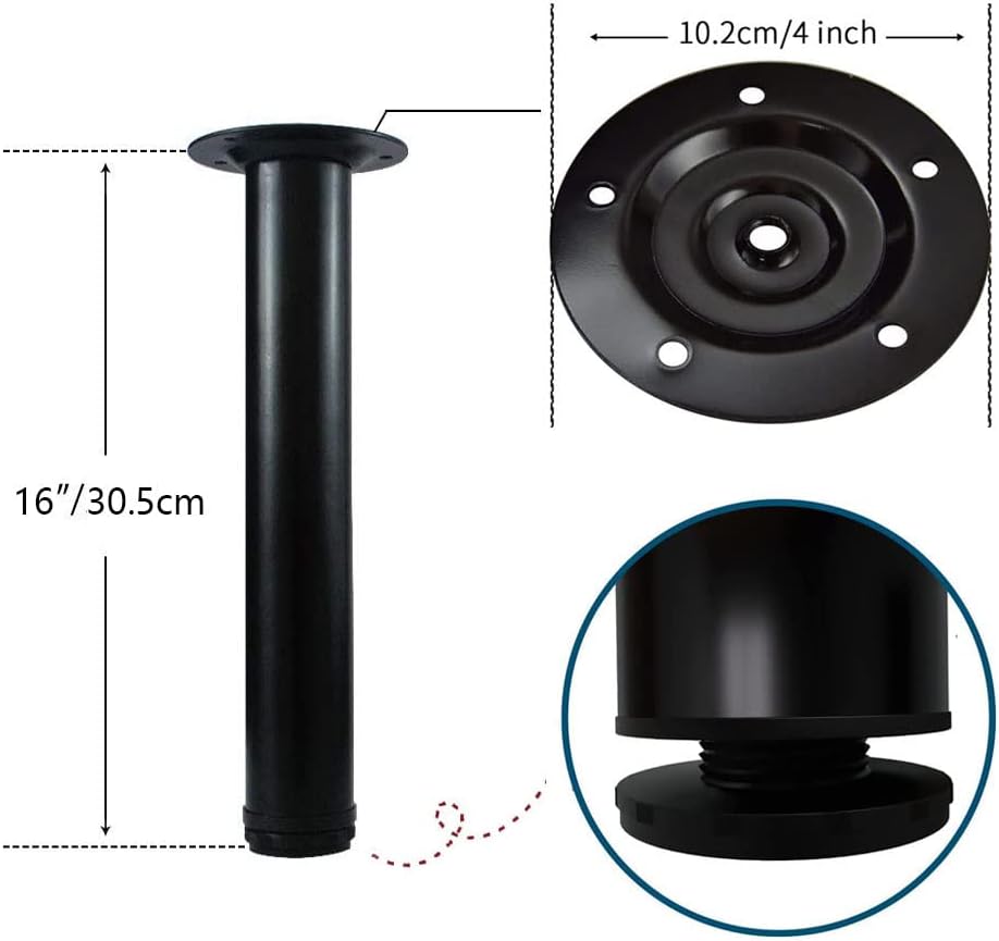 28 Inch Adjustable Table Legs, Black Legs for Desk, Sturdy Pipe Table Legs for Dining Table, Computer Table, ( Set of 4 )