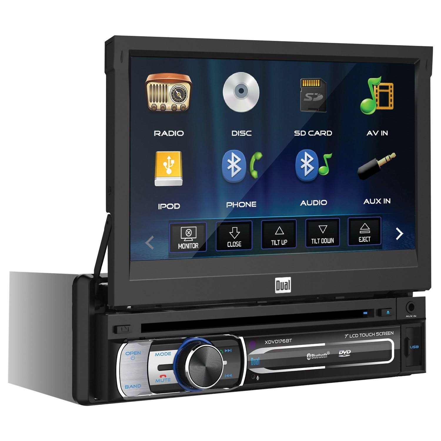 Dual XDVD176BT 7-Inch Single-DIN In-Dash DVD-CD Receiver with Bluetooth