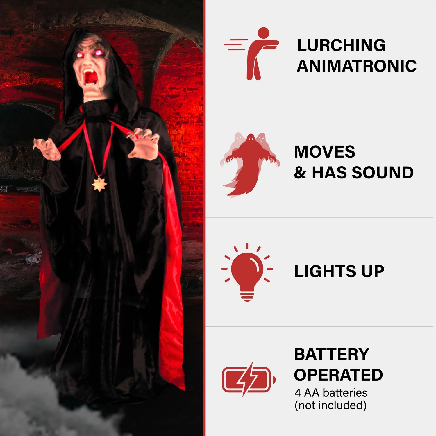 Haunted Hill Farm Vampire Animatronic with Lights and Sound
