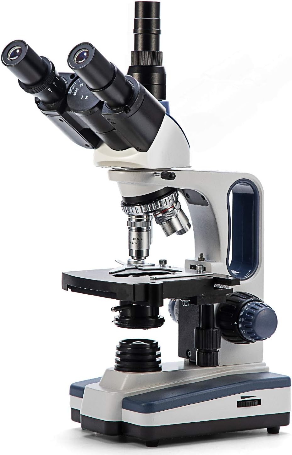Swift Trinocular Compound Microscope SW350T,40X-2500X Magnification,Siedentopf Head,Research-Grade,Two-Layer Mechanical Stage,1.3mp Camera and Software Windows and Mac Compatible