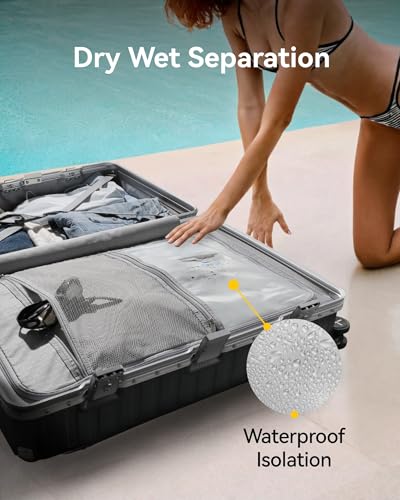 LUGGEX Aluminum Frame Luggage with Spinner Wheels, Zipperless Polycarbonate Hard Shell Carry On Luggage, 20 Inch Suitcases, Charcoal Metallic