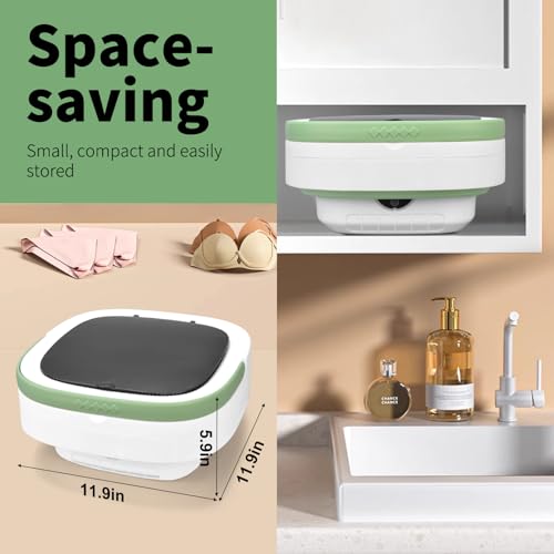 Portable Washing Machine, 15L Upgraded Mini Washer and Spin Dryer with Deep Cleaning of Underwear, Baby Clothes and Small Clothes, Foldable Small Washer for Apartments, Dorm,RV, Travel, Hotel, Laundry