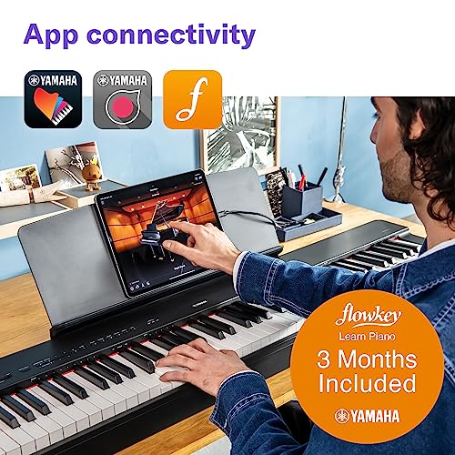 Yamaha 88-Key Weighted Portable Digital Piano Keyboard with Music Rest, Sustain Foot Switch, Built-in Speakers, USB Connectivity, Black (P45B)
