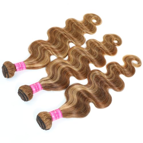 Younsolo Ombre 4/27 Human Hair Bundles Body Wave Bundles 10A Brazilian Remy Virgin Hair Wavy Weaves Colored Ombre Bundles