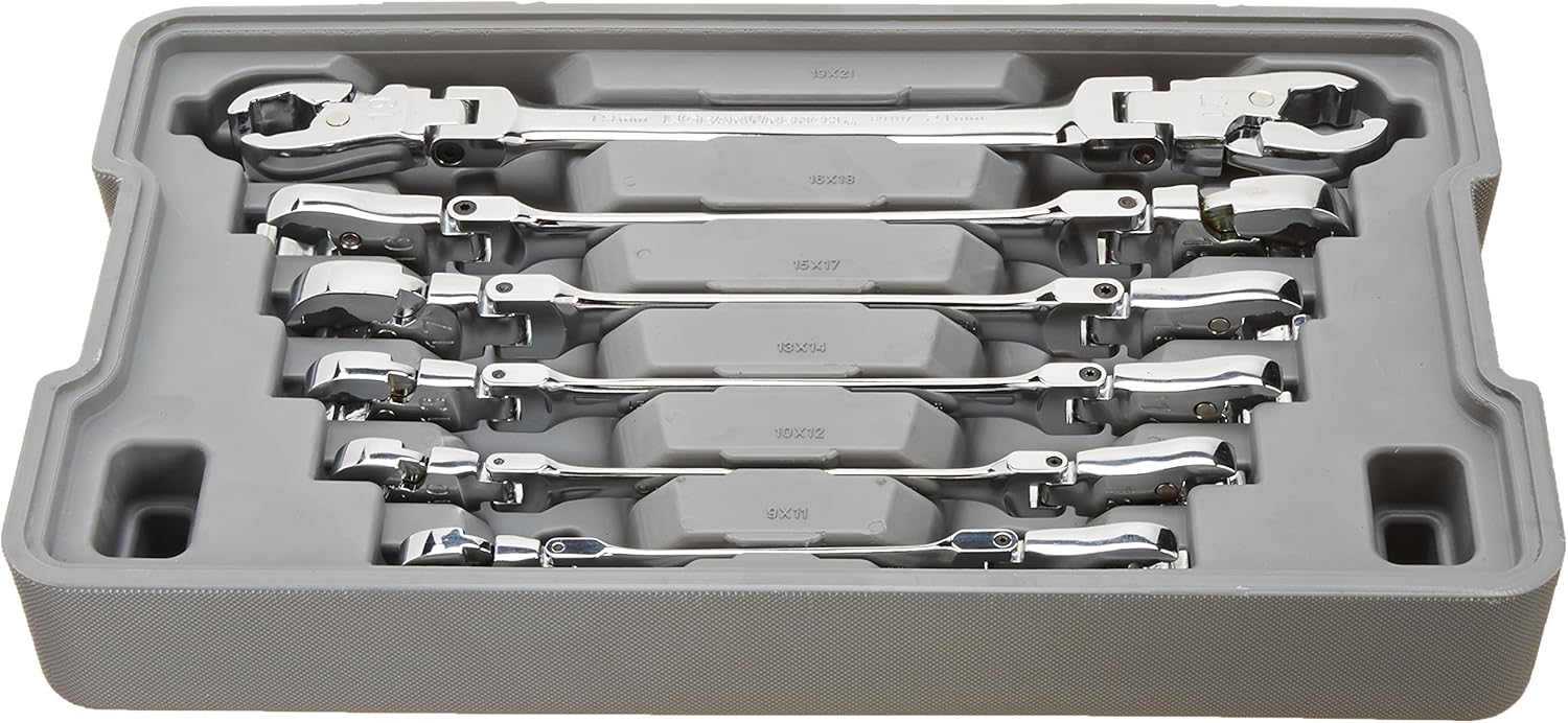 GEARWRENCH 5 Pc. Ratcheting Flex Head Flare Nut Wrench Set, SAE - 89100