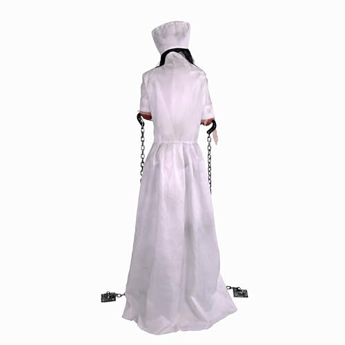 Haunted Hill Farm Life-Size 2.9-Ft Animatronic Gravely Granny by Tekky Halloween Decoration with Motion-Activated Sounds