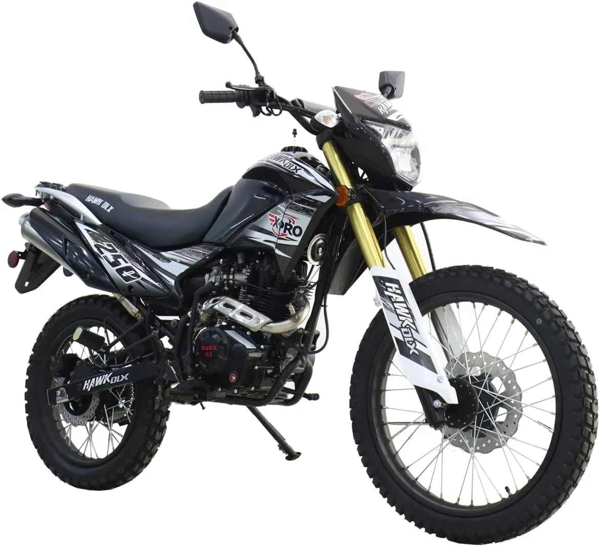 X-Pro Brand New Hawk Dlx 250cc Dirt Bike, 5 Manual Transmission Electric/Kick Start, 21"/18" Wheels - Curated Treasures Market